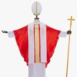 Pope/Cardinal Bishop Costume Men,Adult,Halloween Costume, Medium